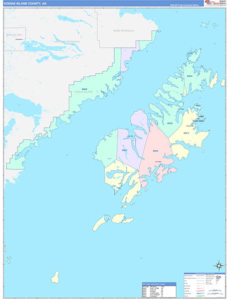 Kodiak Island Borough (County), AK Wall Map